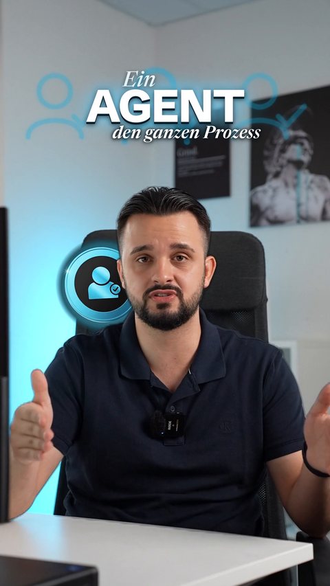 Ein Reel aus der cutENGINE: eine Schlagzeile mit Symbol über dem Sprecher
