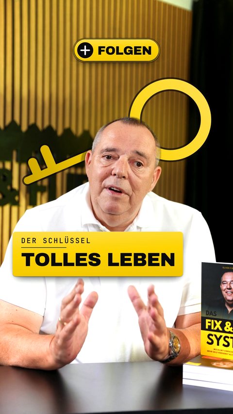 Ein Reel aus der cutENGINE: eine gelbe Schlüssel-Grafik und eine Einblendung