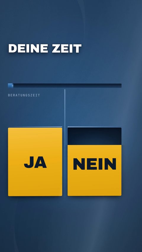 Ein Reel aus der cutENGINE: zwei gelbe Felder, Ja und Nein